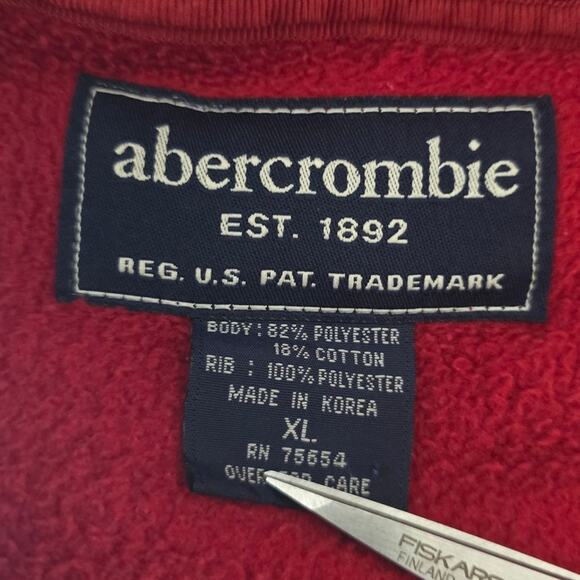 Ambercrombie & Fitch  Men's Red White Track Vintage Look Full Zip Jacket XL - Picture 5 of 5